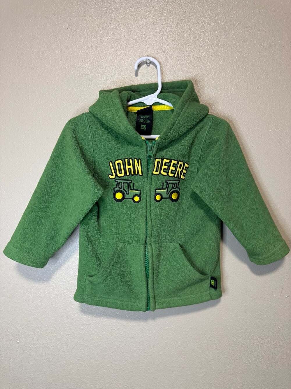 John Deere Full Zip Hoodie Size 18M Green Fleece Sweatshirt